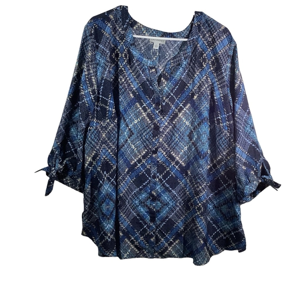 Catherines Printed Blouse Tie Bow Sleeves